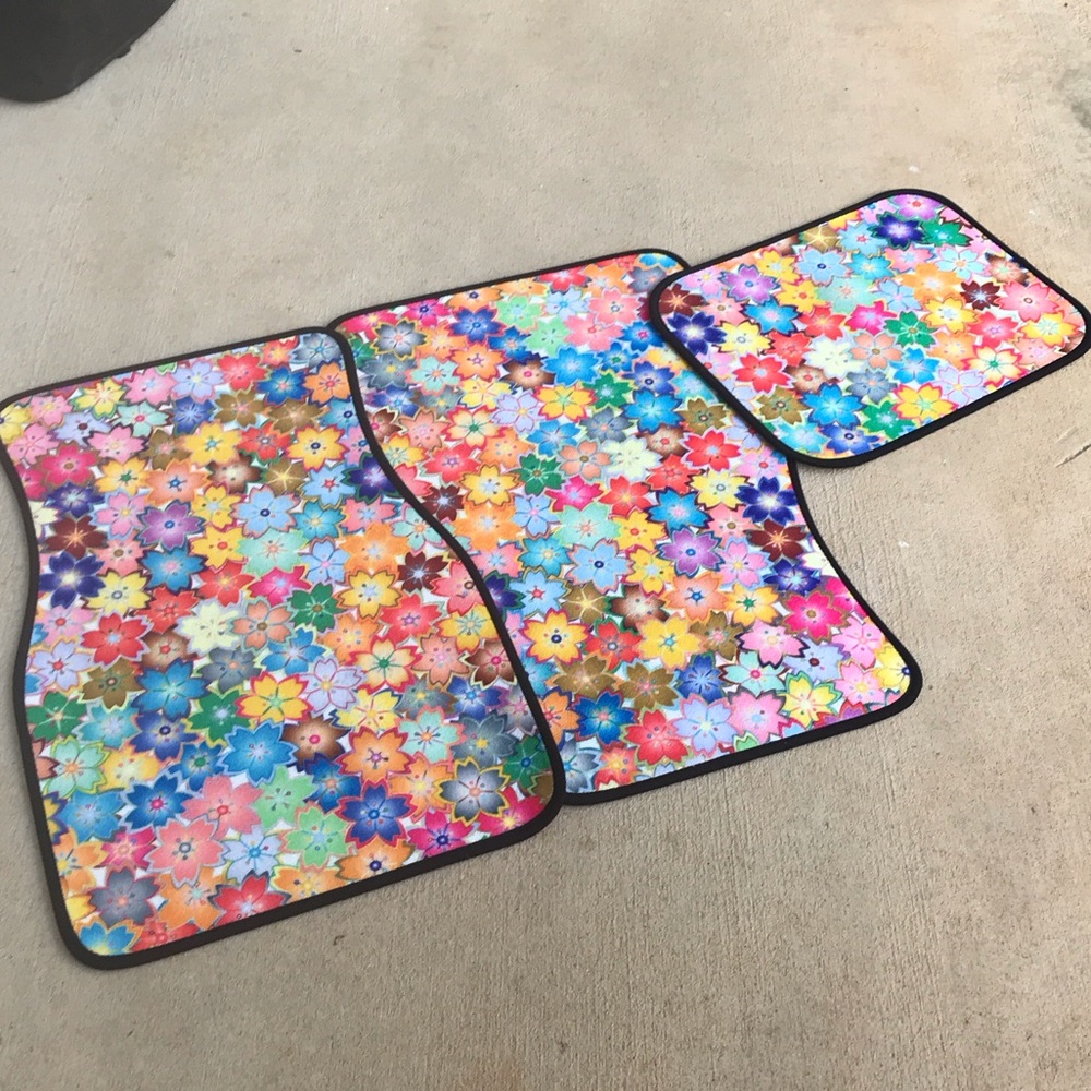 Spring is here!  Colorful floral car floor mats! 3 photos
